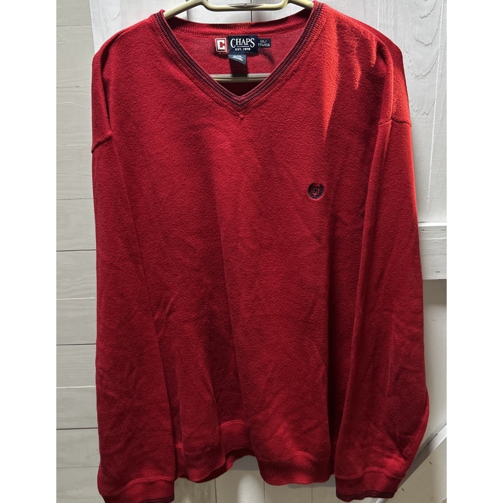Chaps Men's Size XXL Pullover Sweater Red with Navy Logo